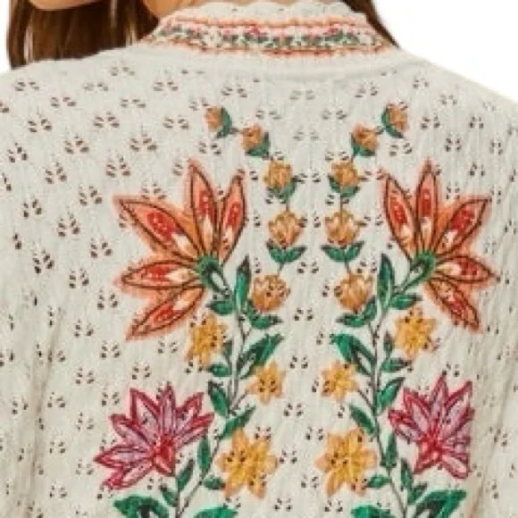 Farm Rio Off-White Garden Delight Knit Cardigan NWT - Picture 9 of 14